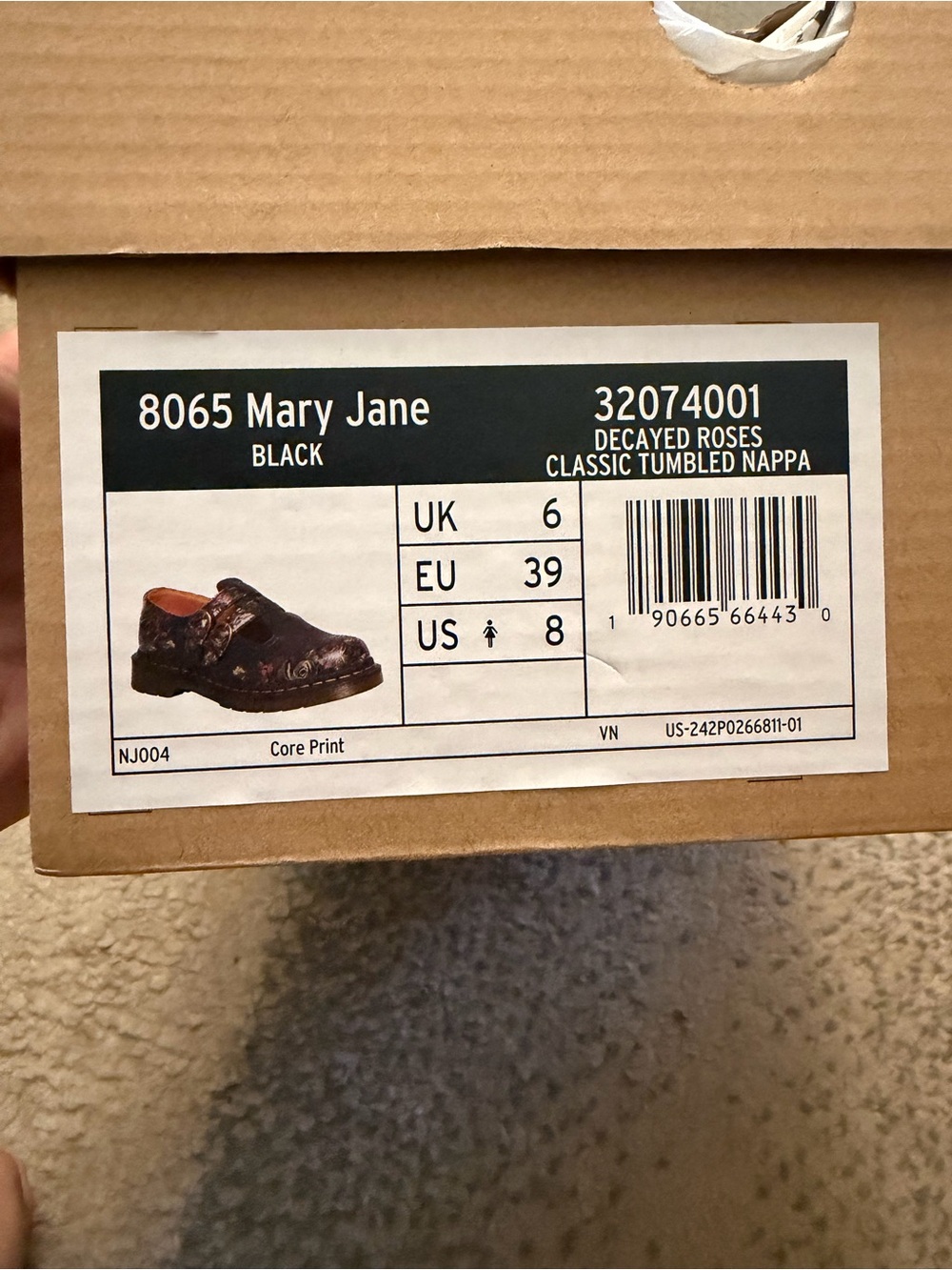 Dr. Martens Women’s Black Leather Decayed Roses Mary Jane - Picture 4 of 6
